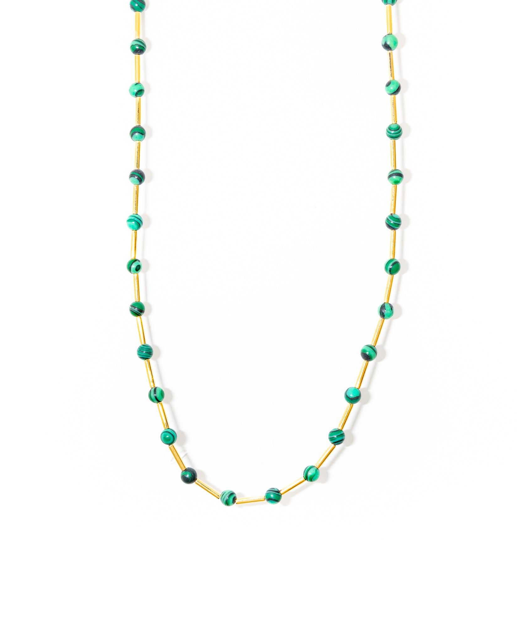 Colar curto banhado a ouro 18k malaquita com detalhes em ouro 18k - Canopus