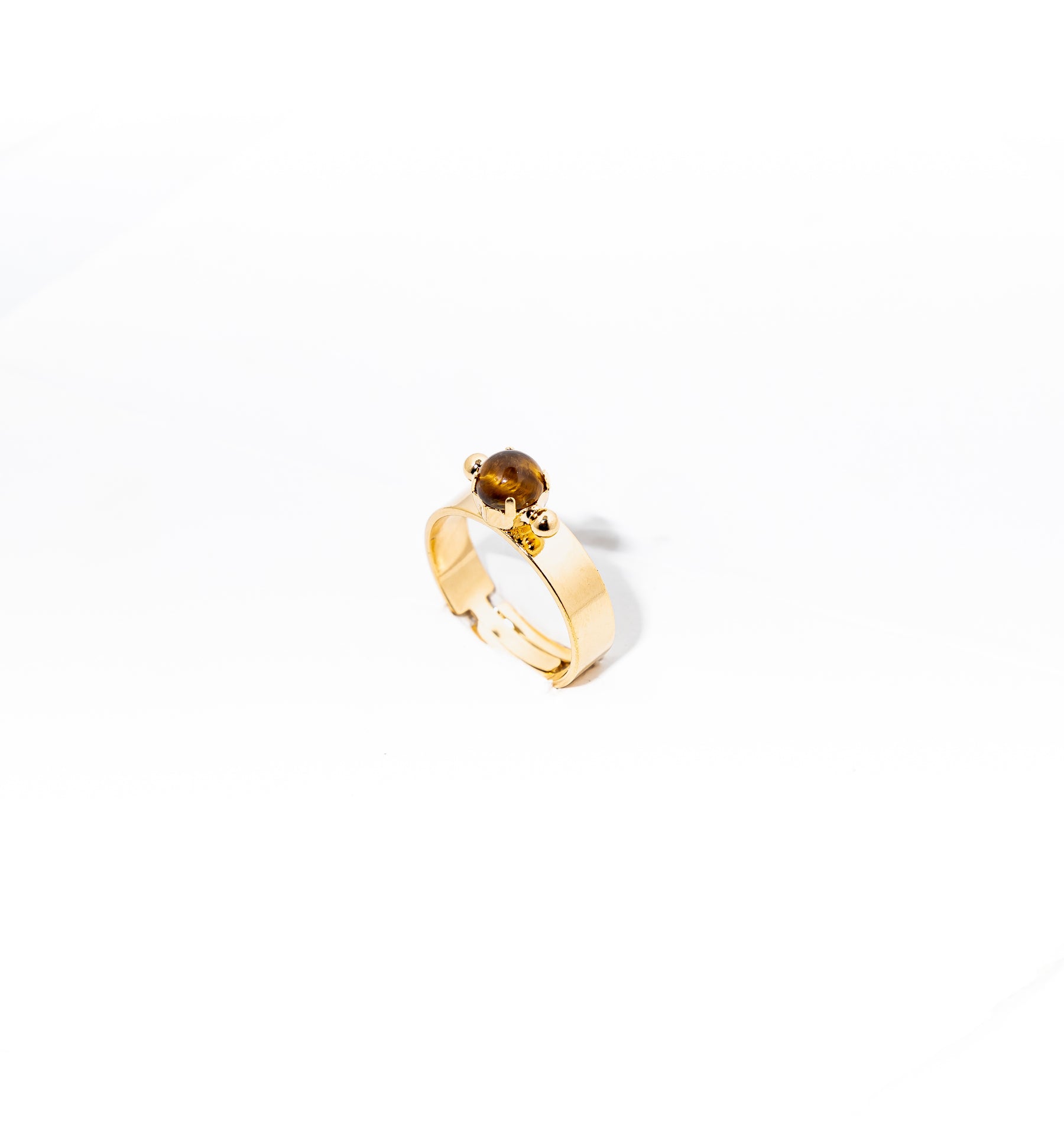 anel banhado a ouro 18 k olho de tigre - Tione