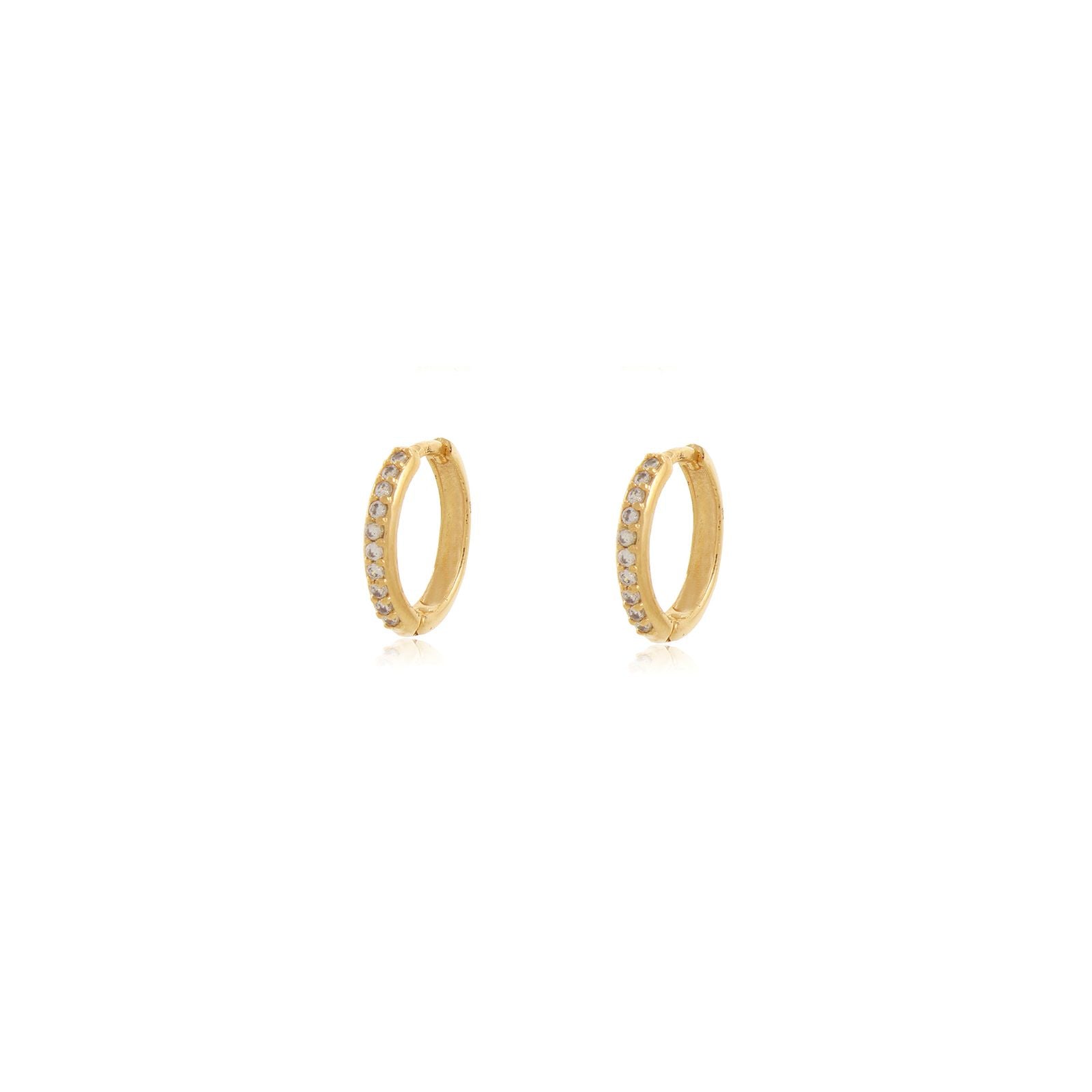 argola banhada a ouro 18K zirconias PP - Indus