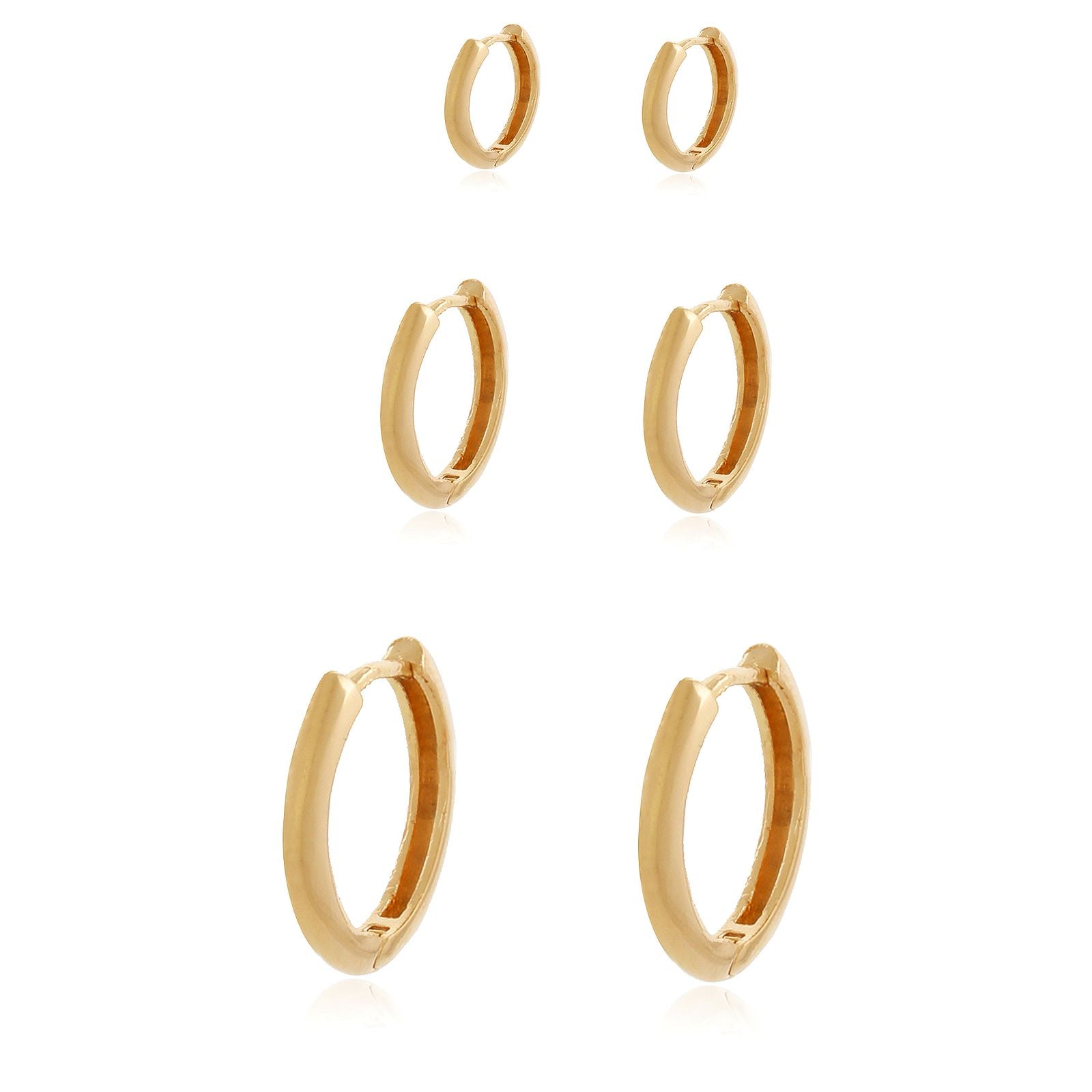 Trio de argolas banhadas a ouro 18k simples - Ara