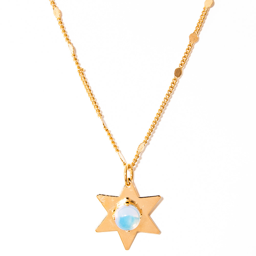 Colar Estrela de Opalina Banhado a Ouro 18k – Orion | Mistério e Encanto