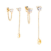 Duo de brincos banhado a ouro 18k coração de zircônia - Duo Alya