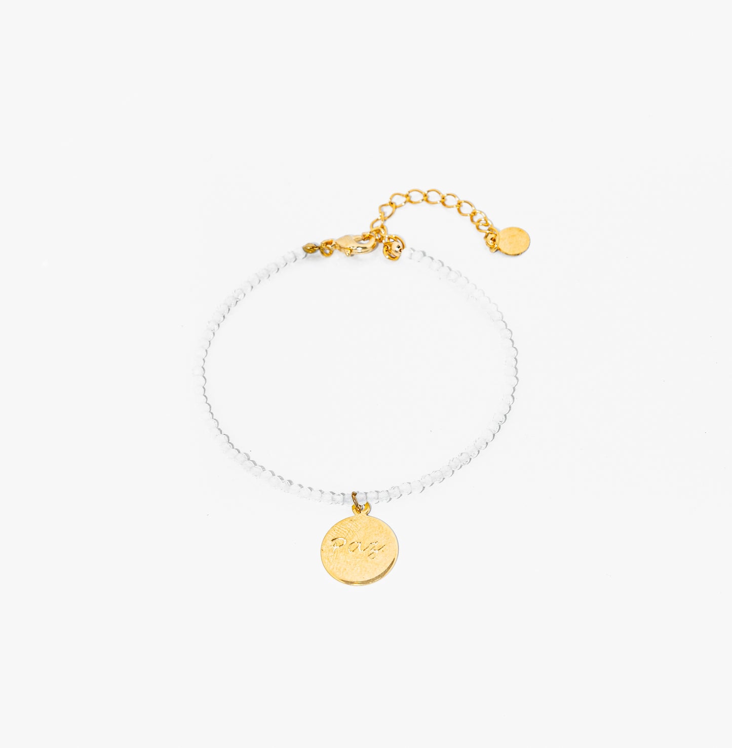 pulseira banhada a ouro 18k quartzo cristal - Desejo Paz