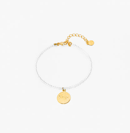 pulseira banhada a ouro 18k quartzo cristal - Desejo Paz