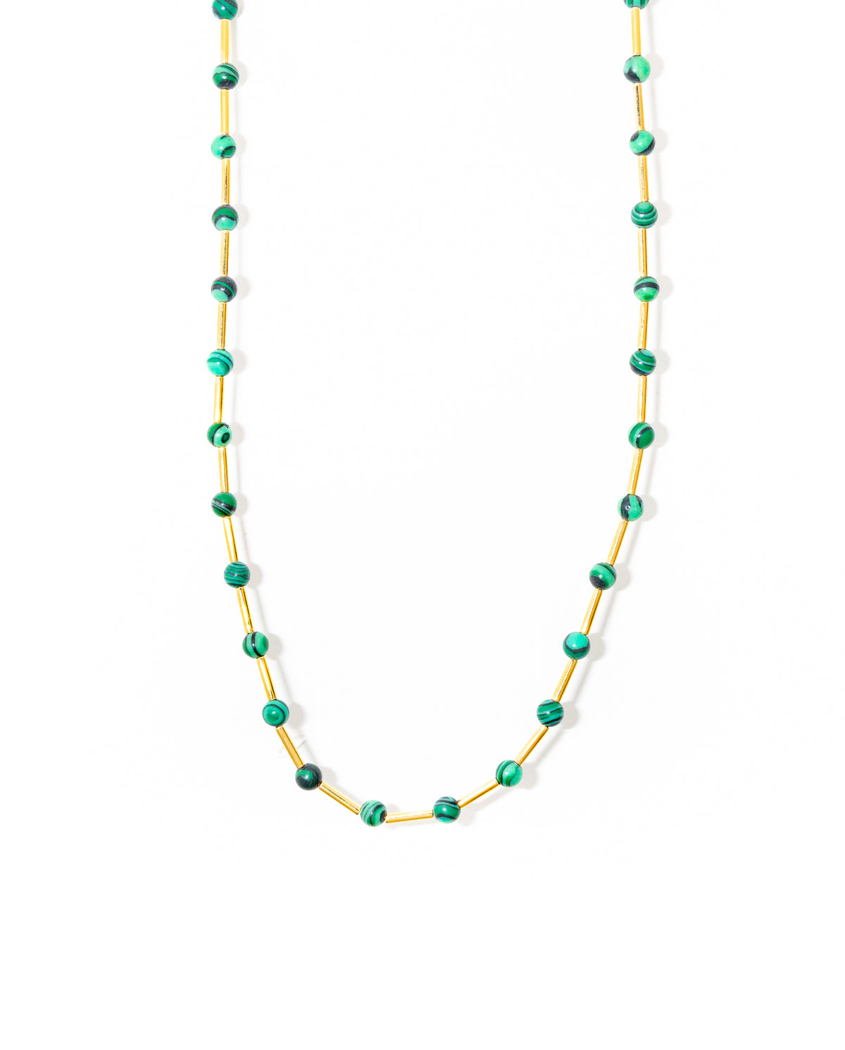 Colar curto banhado a ouro 18k malaquita com detalhes em ouro 18k - Canopus