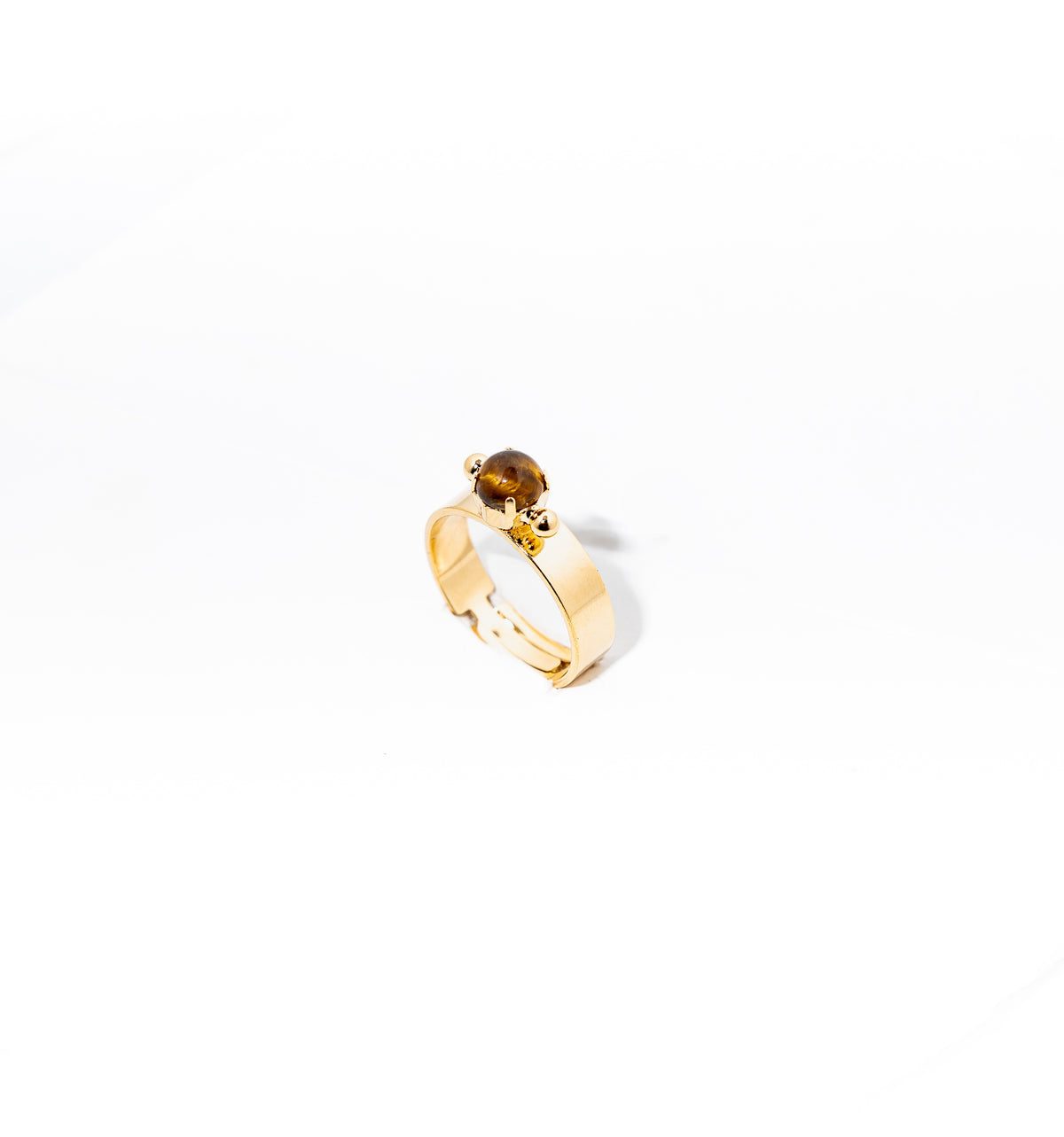 anel banhado a ouro 18 k olho de tigre - Tione