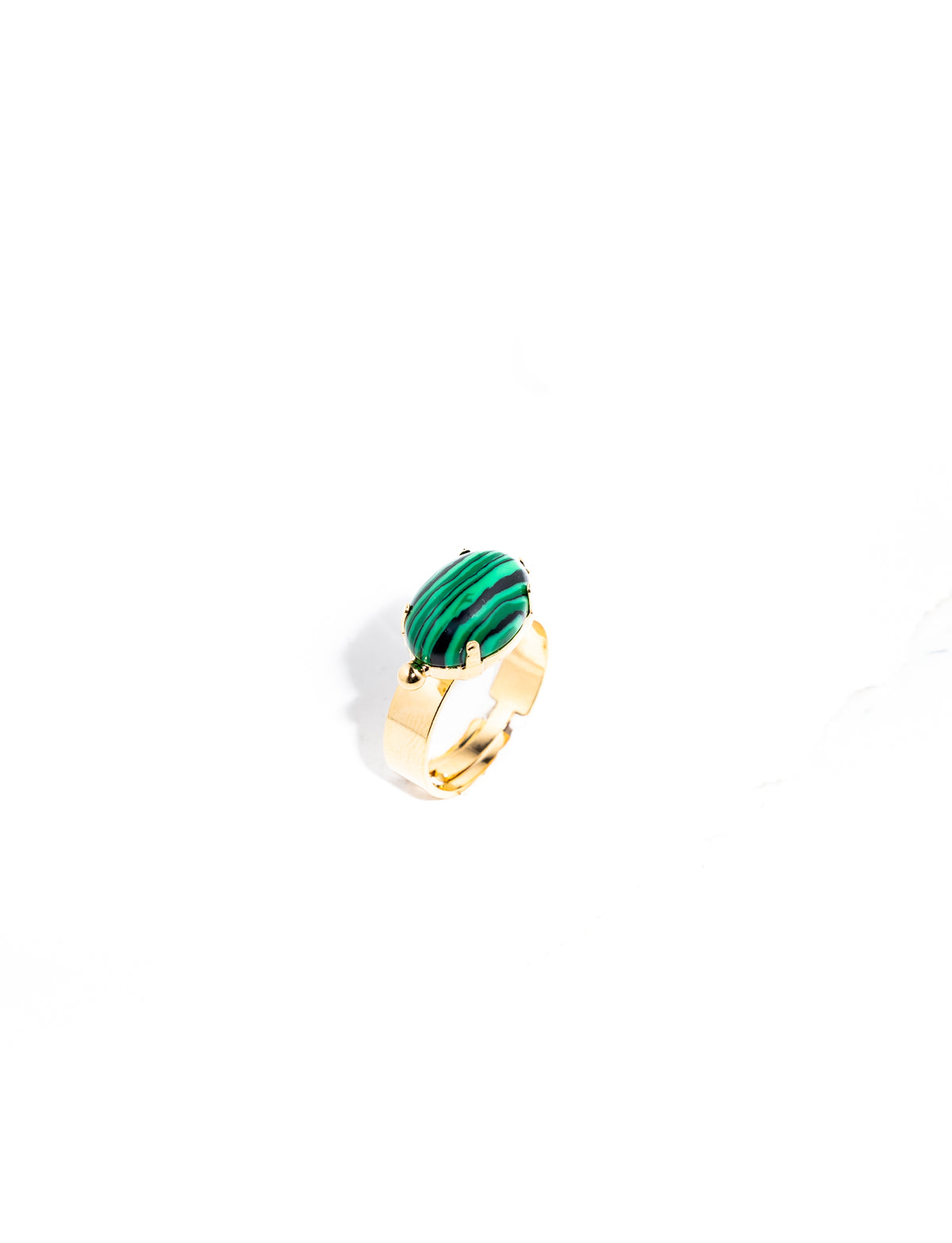 anel banhado a ouro 18 k malaquita - Deneb