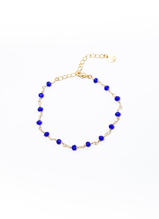 pulseira de cristal azul royal banhada a ouro 18 k - Reia