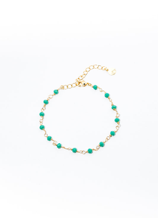 pulseira de cristal verde banhada a ouro 18 k - Reia