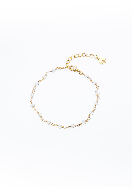 pulseira de cristal branco banhada a ouro 18 k - Reia