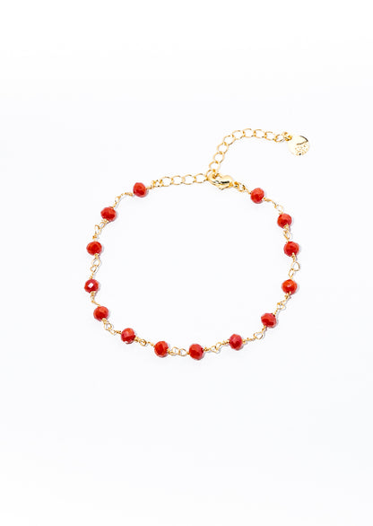 pulseira de cristal coral banhada a ouro 18 k - Reia