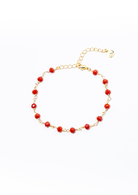 pulseira de cristal coral banhada a ouro 18 k - Reia