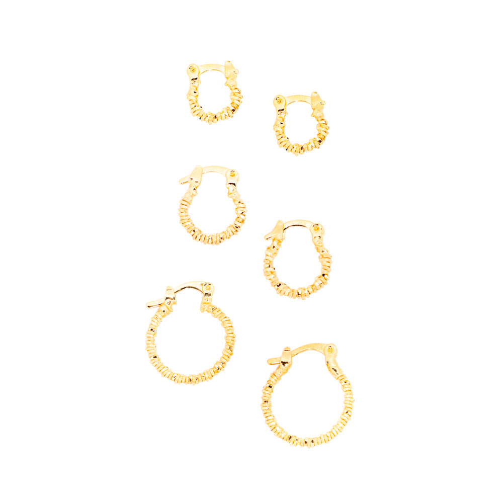 Trio de argolas banhado a ouro 18k - Trio Asterion
