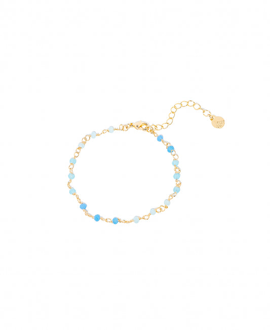 pulseira de cristais tons de azul banhada a ouro 18 k - Reia