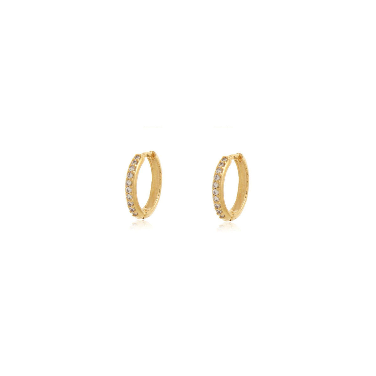 argola banhada a ouro 18K zirconias PP - Indus