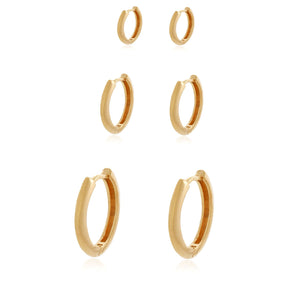 Trio de Argolas Banhadas a Ouro 18k Simples – Ara | Essenciais, Elegantes e Versáteis