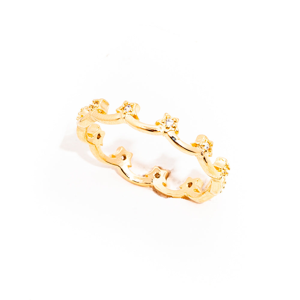 anel banhado a ouro 18 k com zircônia - Coré