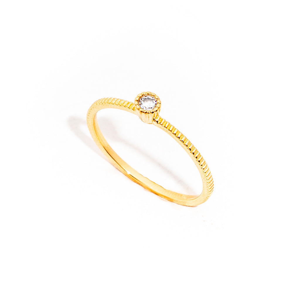 anel banhado a ouro 18 k solitário zircônia - Calisto