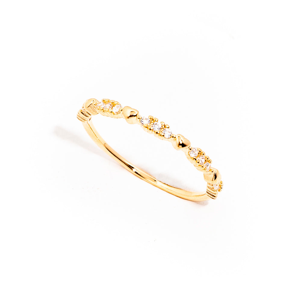 anel banhado a ouro 18k com zircônias - Carpo