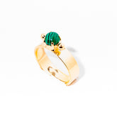 anel banhado a ouro 18 k malaquita - Tione