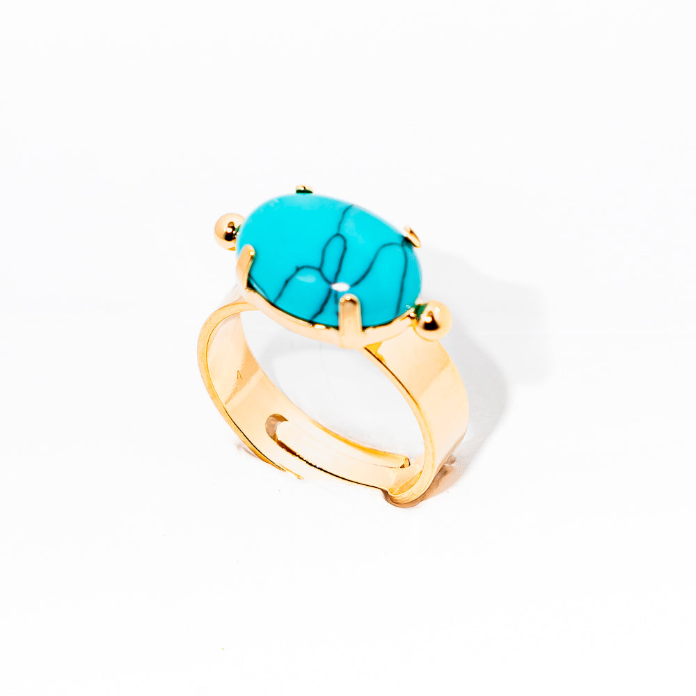 anel banhado a ouro 18 k turquesa - Deneb