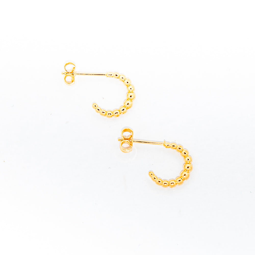 argola banhada a ouro 18k bolinhas PP - Rigel