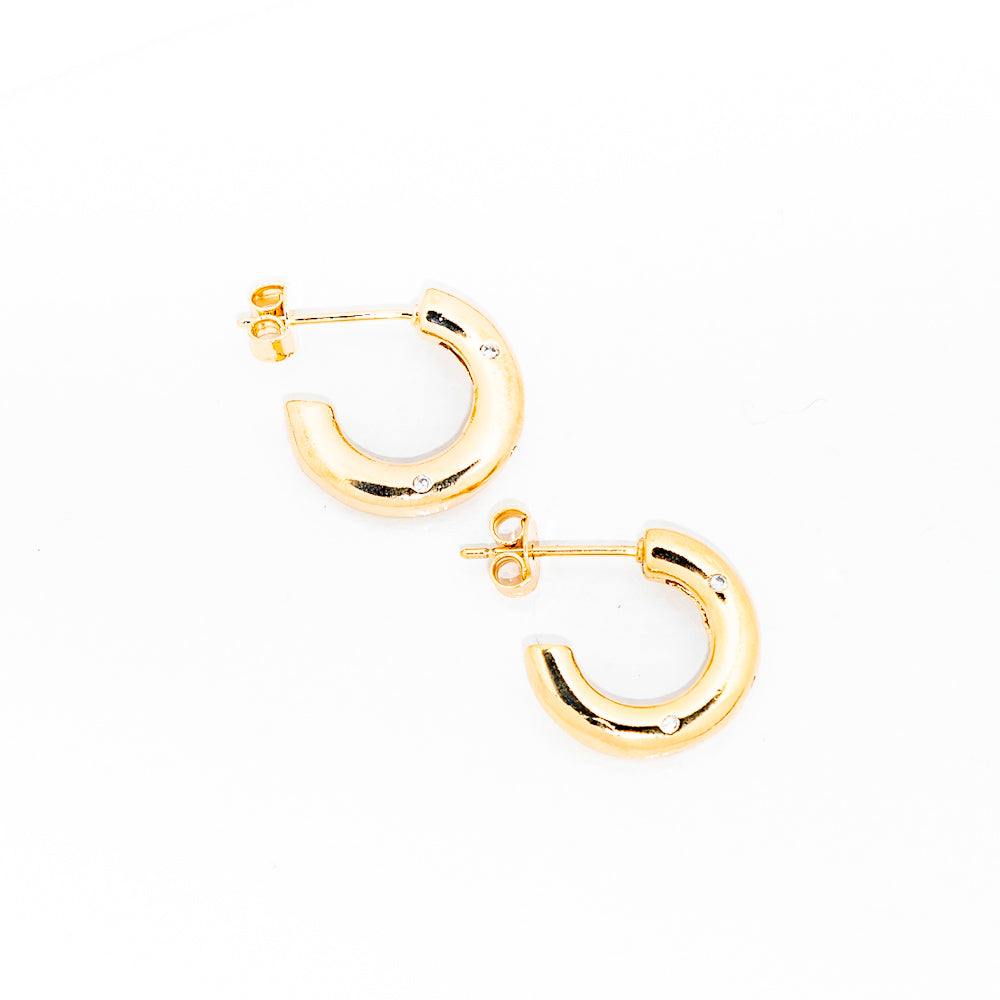 argola banhada a ouro 18K mini zirconias - Vega