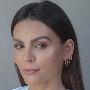 Trio de Argolas Banhado a Ouro 18K com Detalhe de Bolinhas – Trio Rigel | Moderno e Elegante