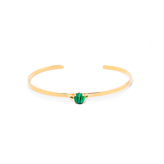 bracelete banhado a ouro 18 k pedra malaquita - Skathi