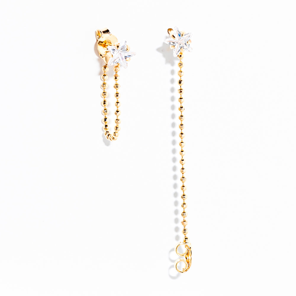 brinco banhado a ouro 18k estrela de zircônia P - Alpha