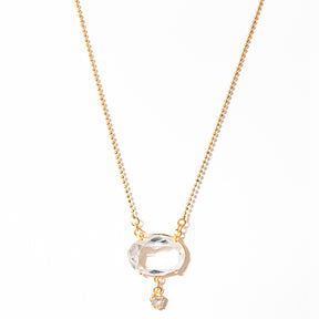 colar banhado a ouro 18k quartzo de cristal coração zircônia - Mintaka