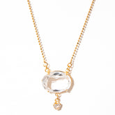 colar banhado a ouro 18k quartzo de cristal coração zircônia - Mintaka