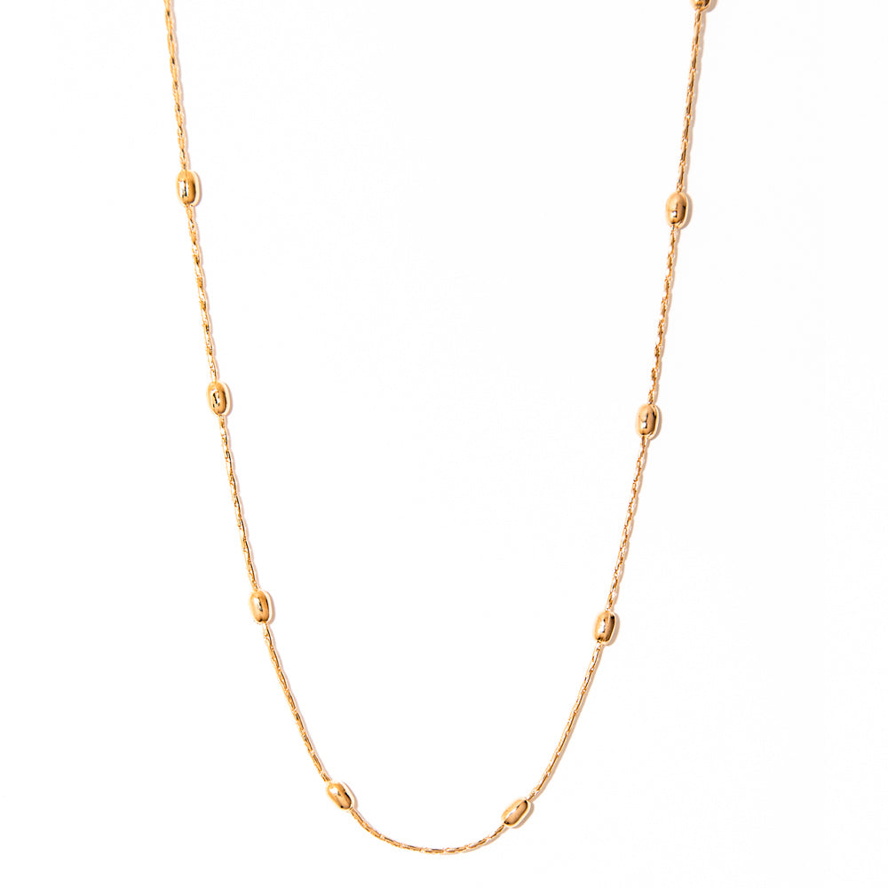 colar banhado a ouro 18k corrente fina grão de arroz - Celeno