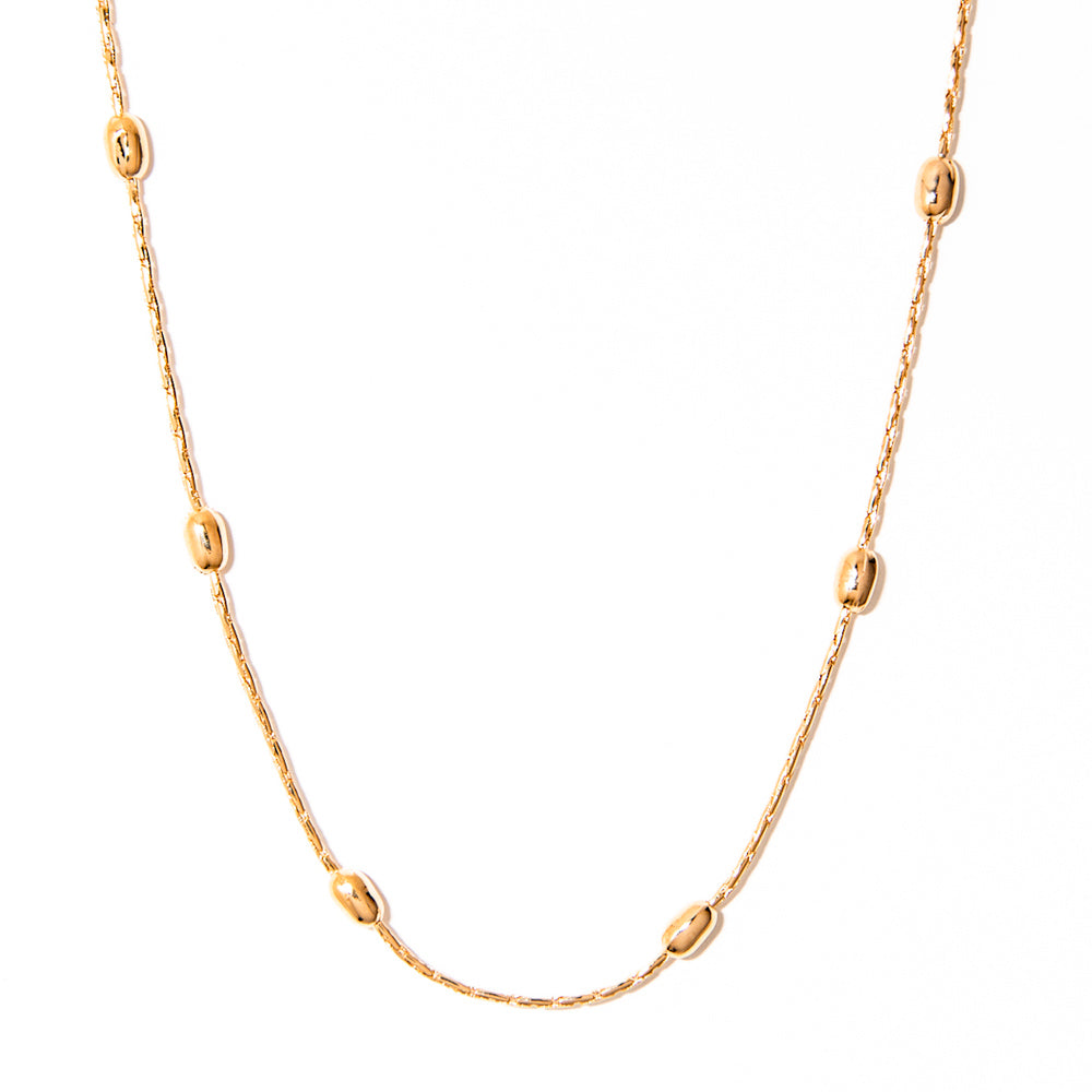 colar banhado a ouro 18k corrente fina grão de arroz - Celeno