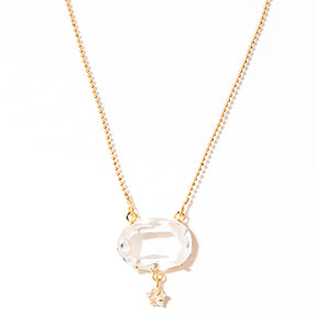 colar banhado a ouro 18k quartzo de cristal estrela zircônia - Mintaka