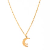 colar banhado a ouro 18k lua com pedra de zircônia - Maia