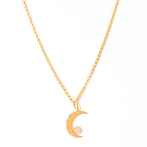 colar banhado a ouro 18k lua com pedra de zircônia - Maia