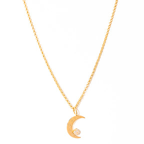 colar banhado a ouro 18k lua com pedra de zircônia - Maia
