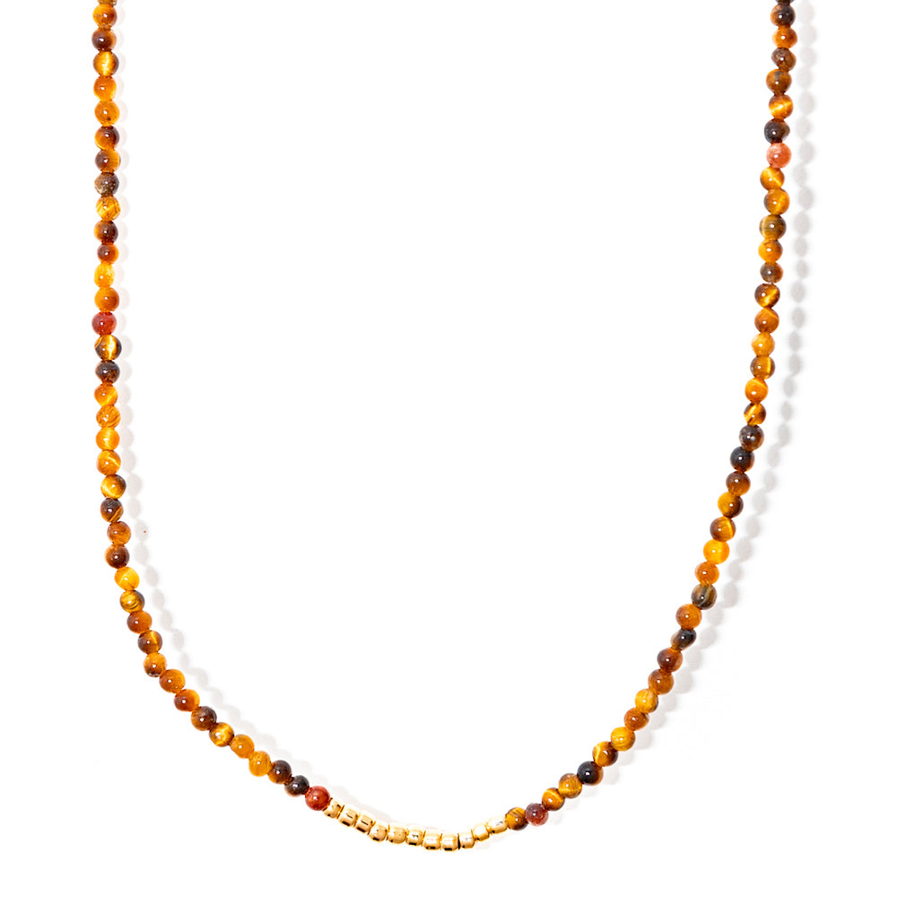 Gargantilha Olho de Tigre com Banho de Ouro 18k – Lira | Básico Chic com Proteção