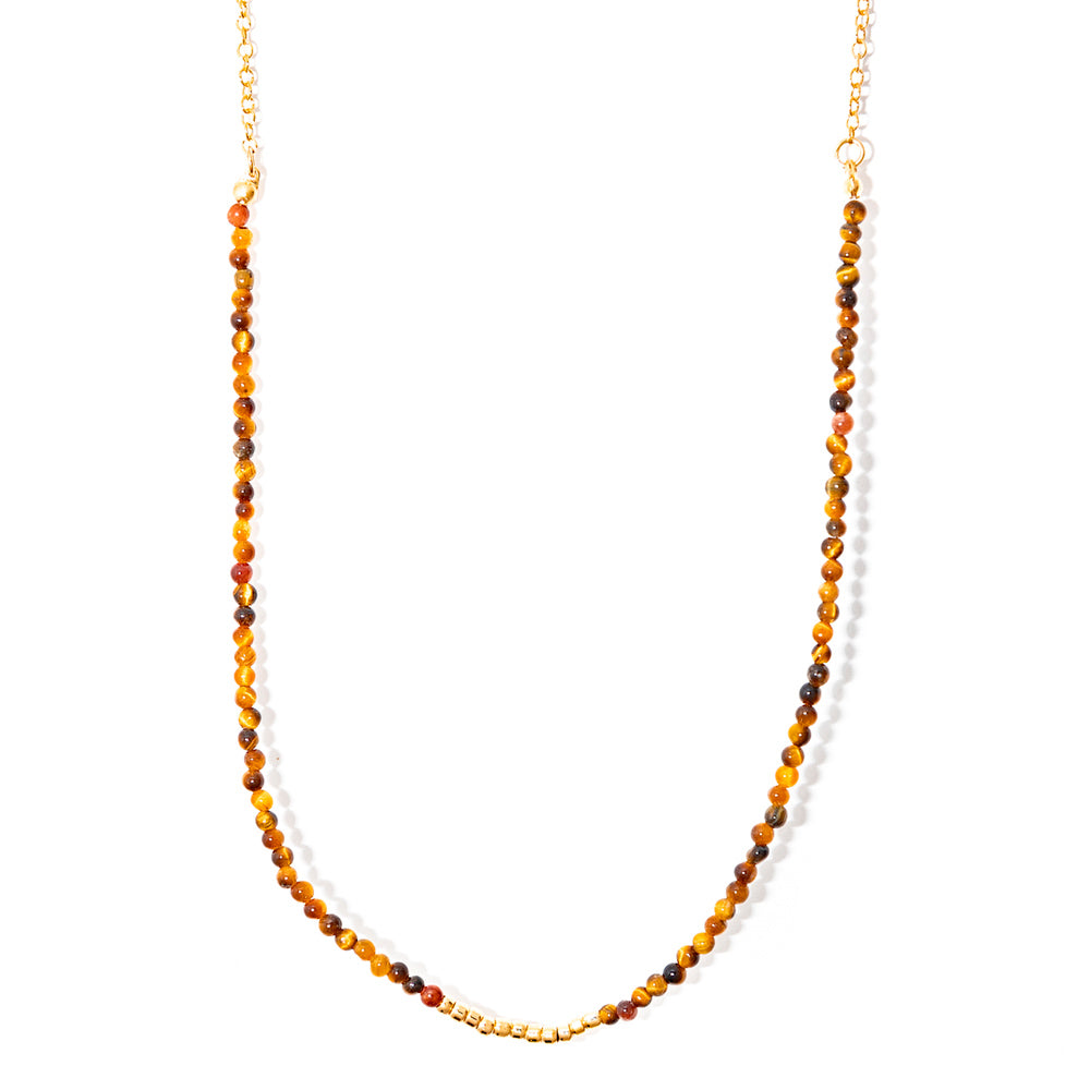 Gargantilha Olho de Tigre com Banho de Ouro 18k – Lira | Básico Chic com Proteção