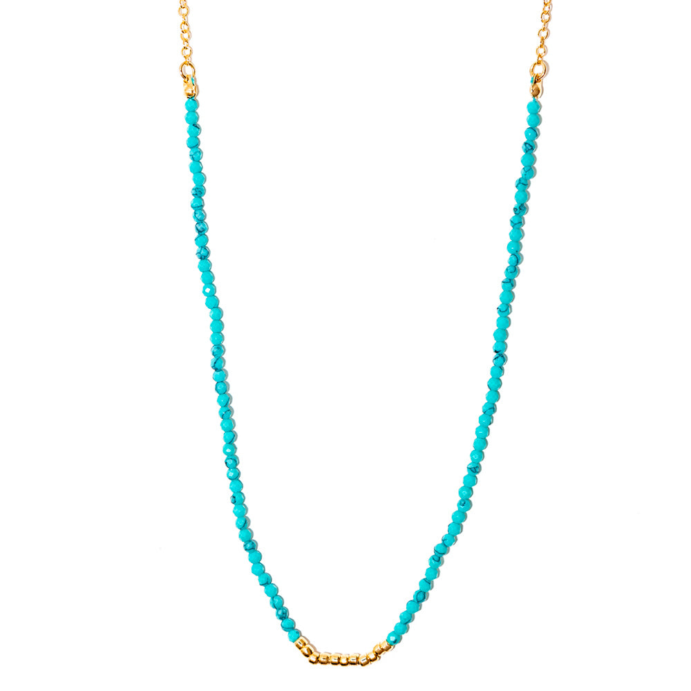 colar banhado a ouro 18k micro pedras tuquesa com detalhes em metal - Lira