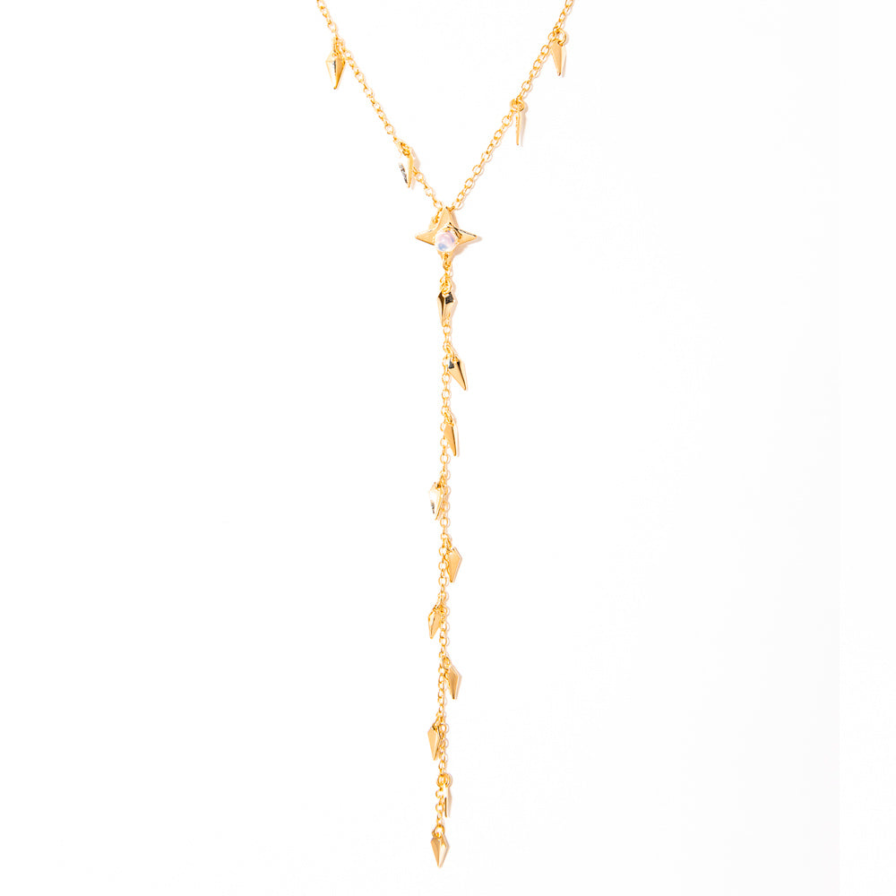 colar banhado a ouro 18k opalina cravada vários pingentes - Cassiopeia