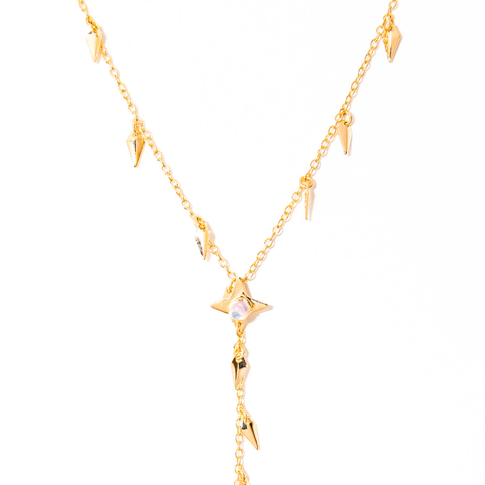 colar banhado a ouro 18k opalina cravada vários pingentes - Cassiopeia
