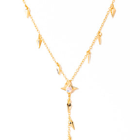 colar banhado a ouro 18k opalina cravada vários pingentes - Cassiopeia
