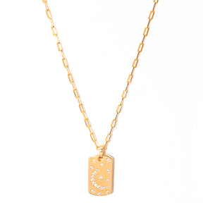 colar banhado a ouro 18k pingente medalha de zirconias lua e estrelas - Eagle