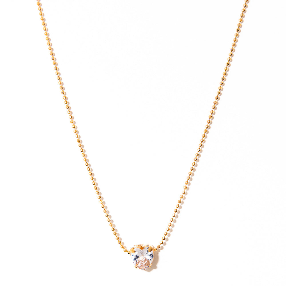 colar curto banhado a ouro 18 k coração zircônia - Sirius