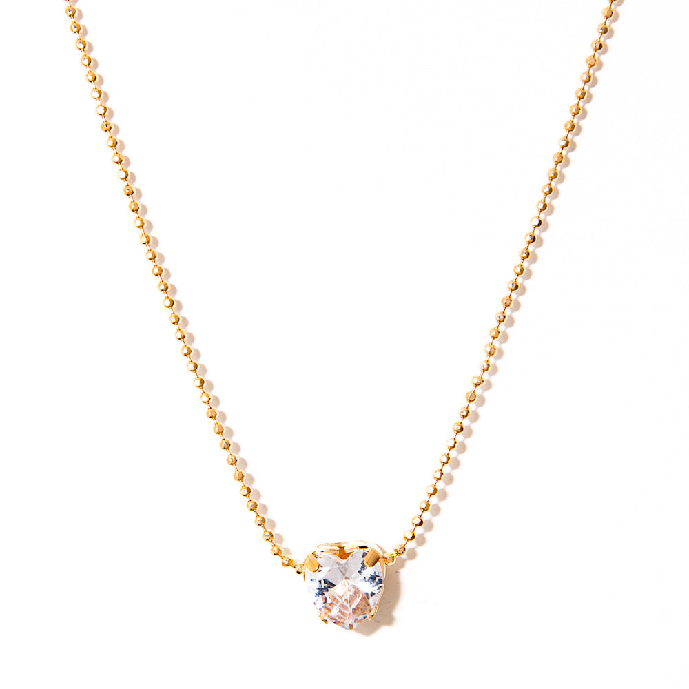 colar curto banhado a ouro 18 k coração zircônia - Sirius