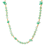 colar curto banhado a ouro 18k pedras quartzo verde - Dolphin