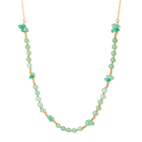 colar curto banhado a ouro 18k pedras quartzo verde - Dolphin