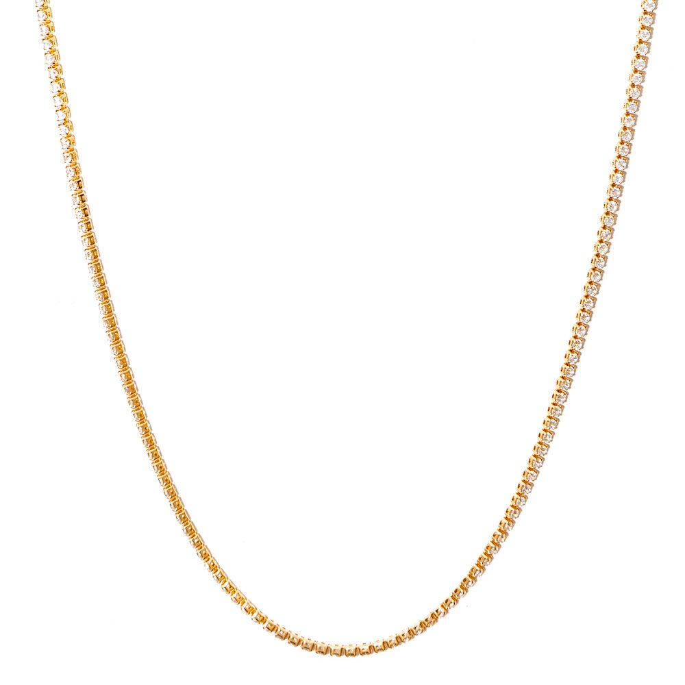 colar longo banhado a ouro 18k corrente de zircônia - Miram